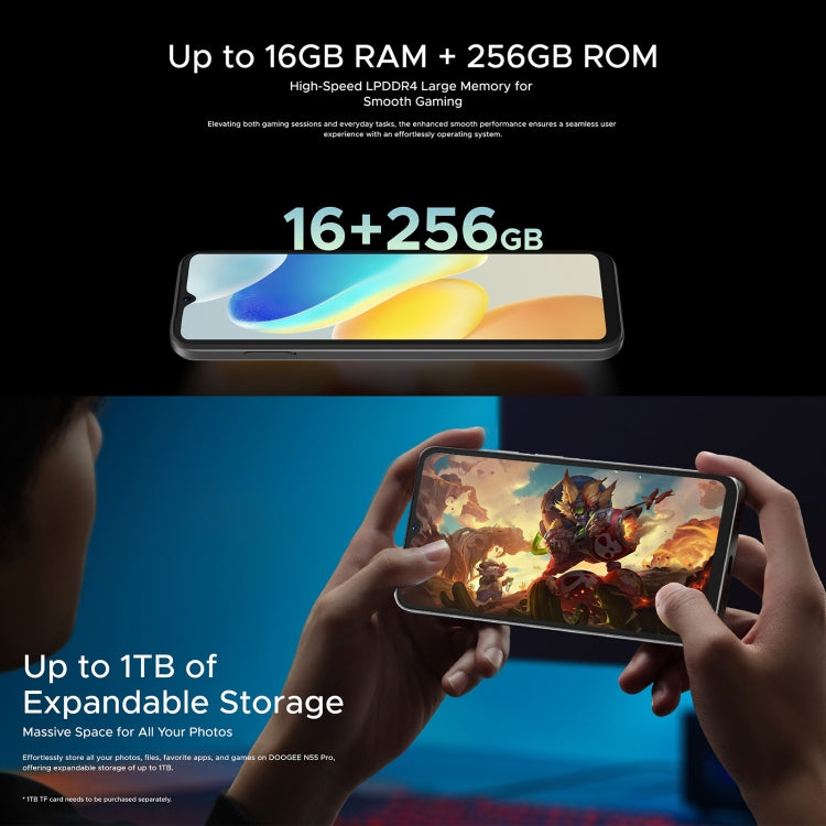 DOOGEE N55 Pro, 6.56 inch Android 14 Spreadtrum T606 Octa Core, Network: 4G, 6GB+256GB - NMNYSX