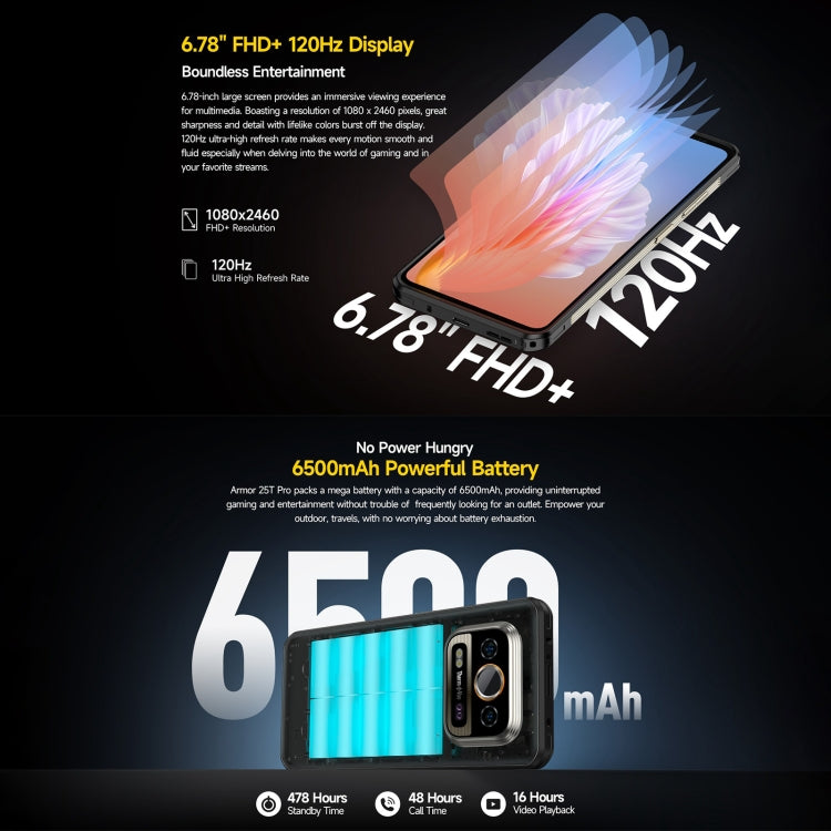 Ulefone Armor 25T Pro Rugged Phone, Thermal Imaging, 6.78 inch Android 14 MediaTek Dimensity 6300 Octa Core, Network: 5G, NFC, Armor 25T Pro - NMNYSX