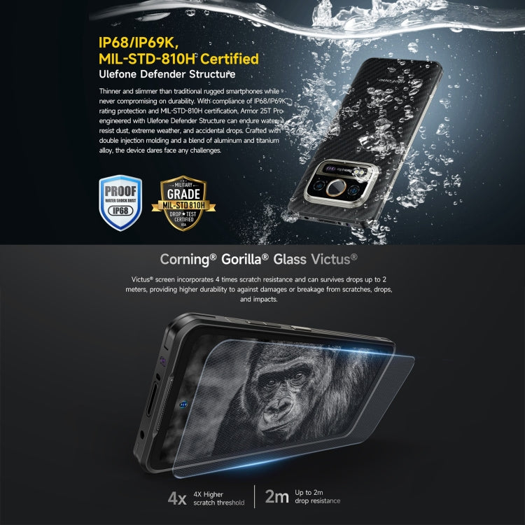 Ulefone Armor 25T Pro Rugged Phone, Thermal Imaging, 6.78 inch Android 14 MediaTek Dimensity 6300 Octa Core, Network: 5G, NFC, Armor 25T Pro - NMNYSX