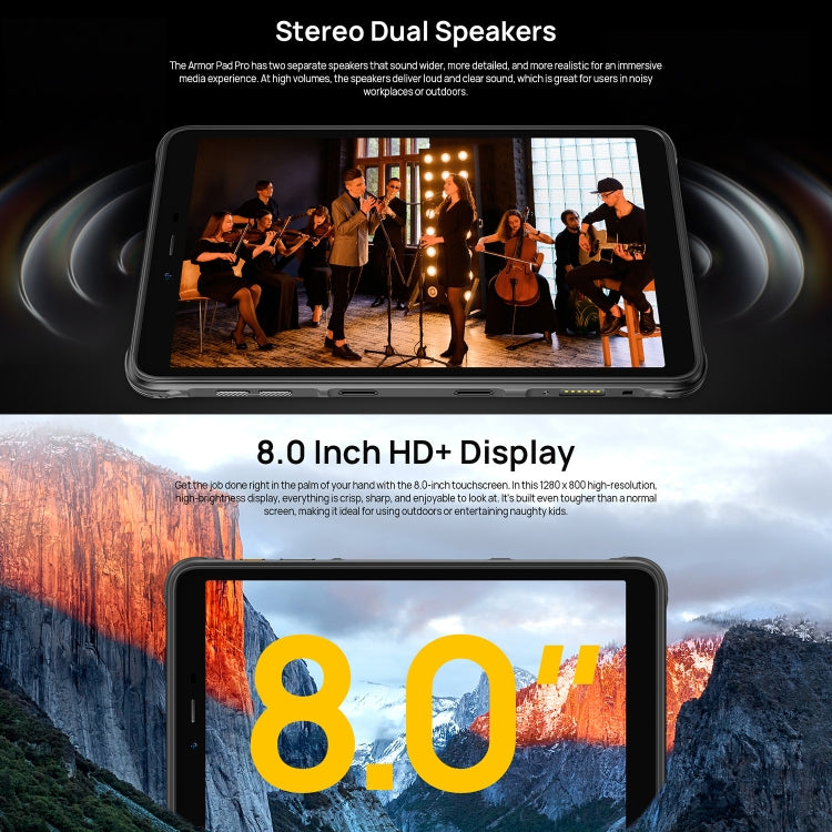 Ulefone Armor Pad Pro Rugged Tablet PC, 8 inch Android 13 MediaTek MT8788 Octa Core 4G Network, EU and USB Plug, Armor Pad Pro mining farming industryng mechanic