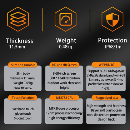 CENAVA A868T 8.68 inch Rugged Tablet, Android 13