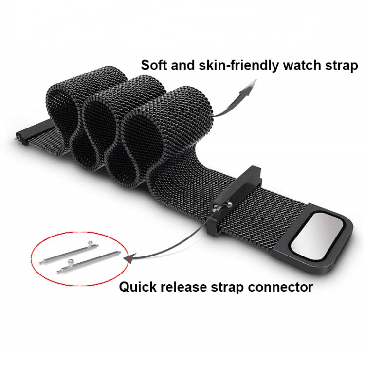 14mm Milan Stainless Steel Watch Band, For Garmin Lily 2
