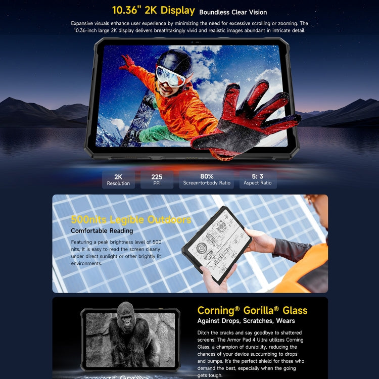 Ulefone Armor Pad 4 Ultra Thermal Version Rugged Tablet, 10.36 inch Android 14  5G Network, EU and USB  Plug, Armor Pad 4 Ultra Thermal Imaging mining farming industryng mechanic
