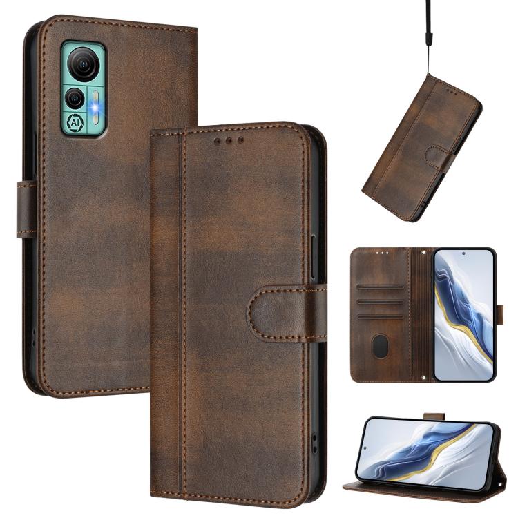 Line Splicing Buckle Retro Leather Phone Case, For Ulefone Note 14 - NMNYSX