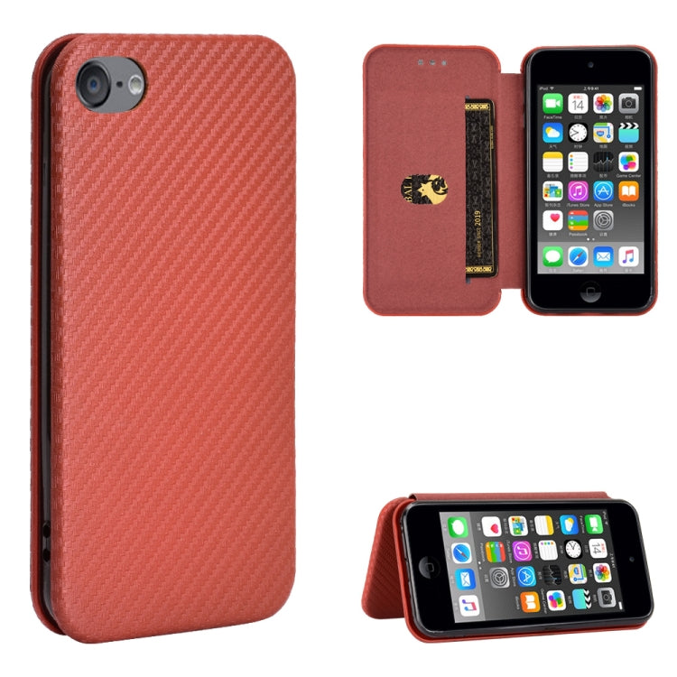 Carbon Fiber Texture Magnetic Horizontal Flip TPU + PC + PU Leather Case with Card Slot, For Kyocera Android One S6, For Kyocera Gratina KYV48, For Ulefone Note 9P, For Sharp Aquos Zero 5G Basic, For iPod Touch 5 / 6 / 7 - NMNYSX