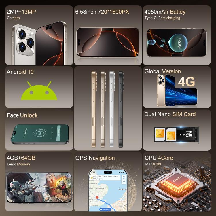 A16 Max / PDA89, 4GB+64GB, 6.58 inch Android 10 MTK6739 Quad Core, ...