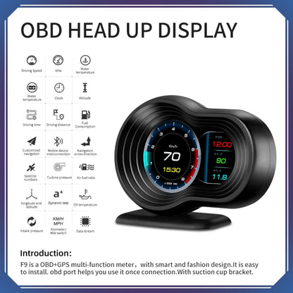 F9 OBD2 + GPS Mode Car HUD Head-up Display