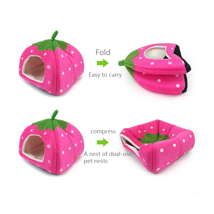 Strawberry Shaped Foldable Short Plush Pet House Nest, Size: M�����...