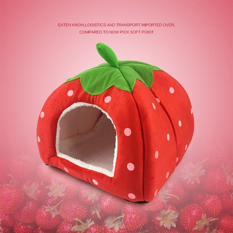 Strawberry Shaped Foldable Short Plush Pet House Nest, Size: M�����...