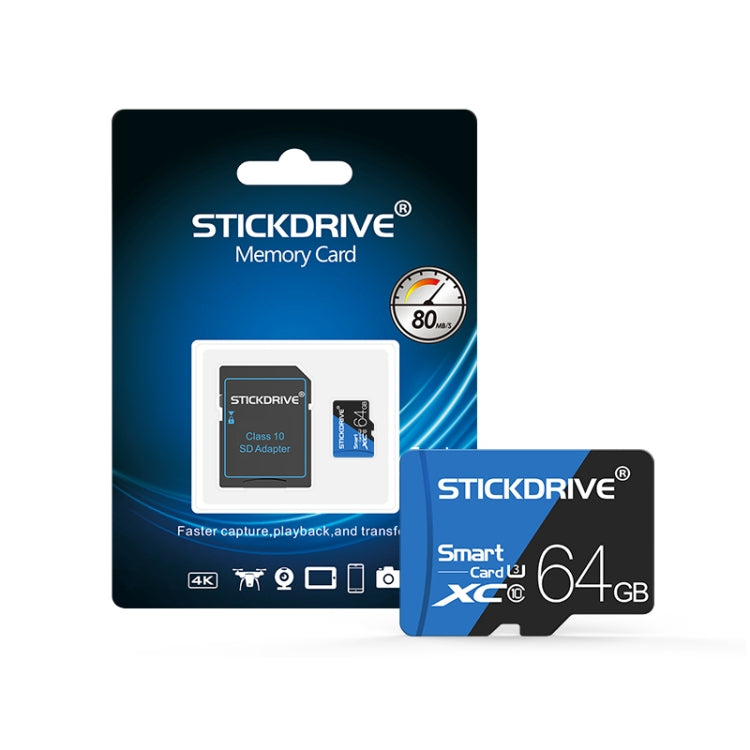 STICKDRIVE 64GB High Speed U3 Blue and Black TF(Micro SD) Memory Ca...