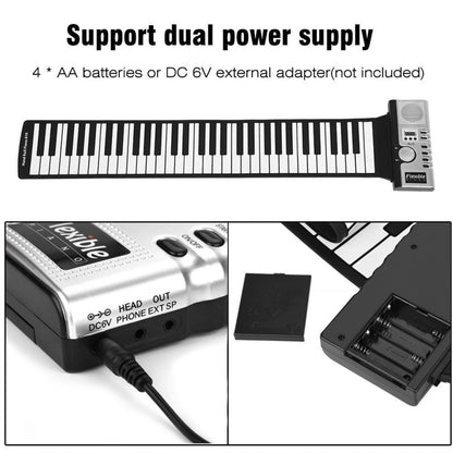 61 Keys Portable Roll Up Electronic Soft Keyboard Piano