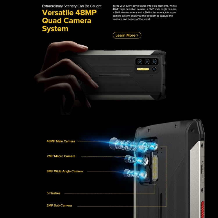 Quad Back Cameras, IP68/IP69K Waterproof Dustproof Shockproof, Face ID & Fingerprint Identification, 13200mAh Battery, 6.81 inch Android 11 MTK Helio G95 Octa Core up to 2.05GHz, Network: 4G, OTG, NFC, 8GB+256GB