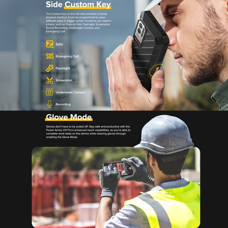 IP68/IP69K Waterproof Dustproof Shockproof, Dual Back Cameras, Face Unlock, 5.45 inch Android 12 MediaTek Helio G25 MT6762VWB Octa Core up to 2.0GHz, Network: 4G, NFC, OTG, Power Armor X11 Pro - NMNYSX