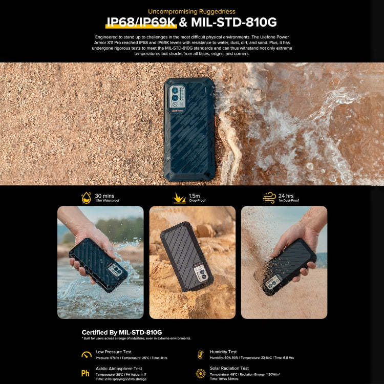 IP68/IP69K Waterproof Dustproof Shockproof, Dual Back Cameras, Face Unlock, 5.45 inch Android 12 MediaTek Helio G25 MT6762VWB Octa Core up to 2.0GHz, Network: 4G, NFC, OTG, Power Armor X11 Pro - NMNYSX