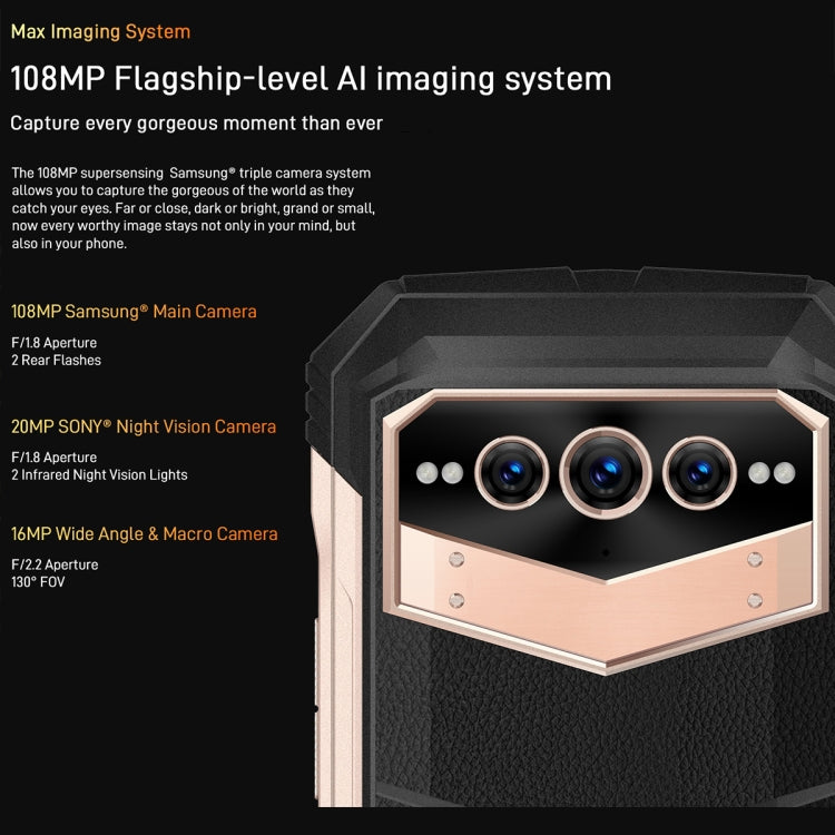 IP68/IP69K MIL-STD-810H Waterproof Dustproof Shockproof, 22000mAh Battery, Triple Back Cameras, Side Fingerprint Identification, 6.58 inch Android 12.0 Dimensity 1080 Octa Core up to 2.6GHz, Network: 5G, NFC, OTG, V Max - NMNYSX