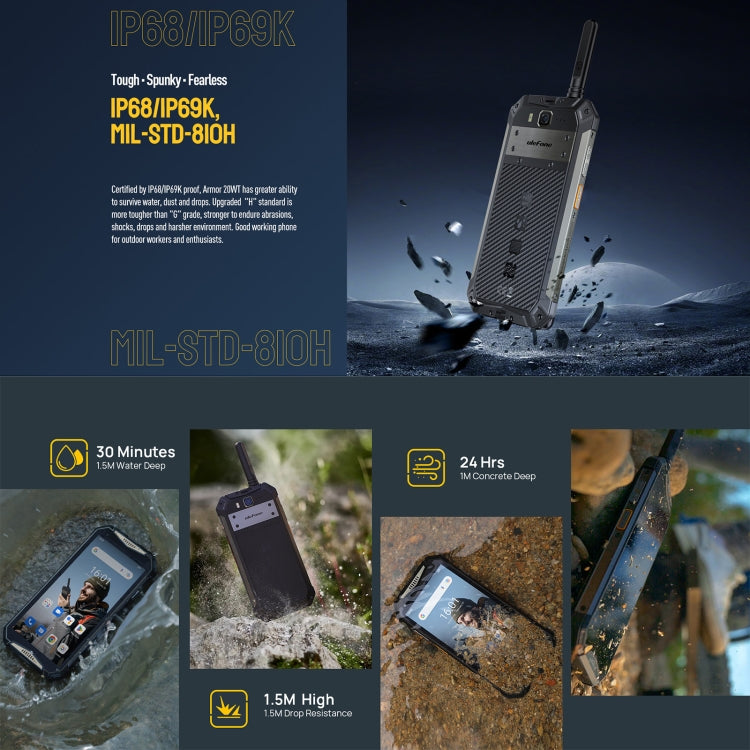 IP68/IP69K Waterproof Dustproof Shockproof, Face ID & Fingerprint Identification, 10850mAh Battery, 5.65 inch Android 12 MediaTek Helio G99 Octa-core up to 2.2GHz, Network: 4G, NFC, OTG, Armor 20WT - NMNYSX