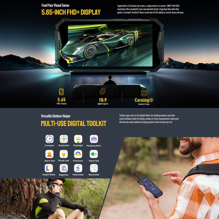IP68/IP69K Waterproof Dustproof Shockproof, Face ID & Fingerprint Identification, 10850mAh Battery, 5.65 inch Android 12 MediaTek Helio G99 Octa-core up to 2.2GHz, Network: 4G, NFC, OTG, Armor 20WT - NMNYSX