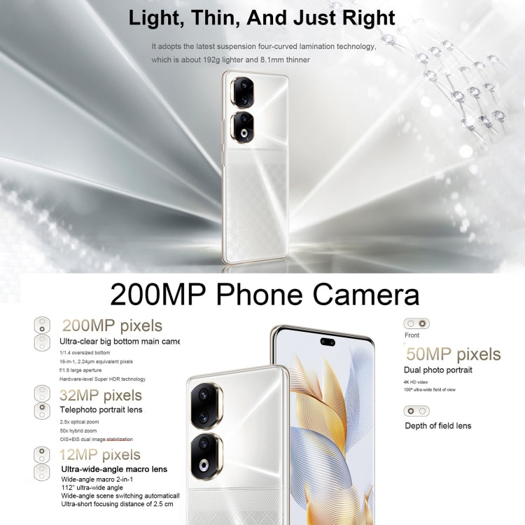 Honor 90 Pro 5G REP-AN00, 200MP Cameras, 12GB+256GB, China Version   4G smartphone telephony telephone mobile phone