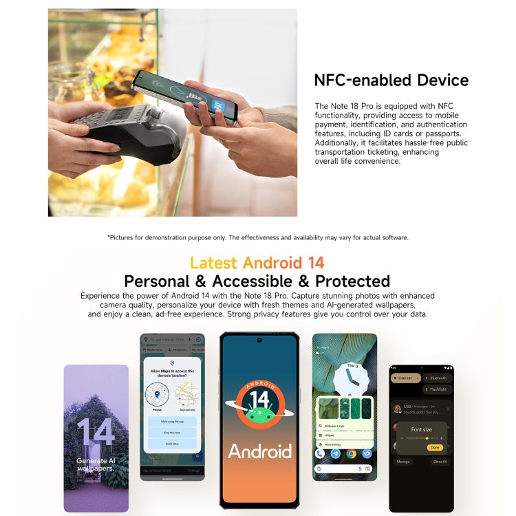 Ulefone Note 18 Pro, 6GB+256GB, Face ID & Side Fingerprint, 6.78 inch Android 14 MediaTek Helio G91 MTK6769 Octa Core, Network: 4G, Dual SIM, OTG, NFC - NMNYSX