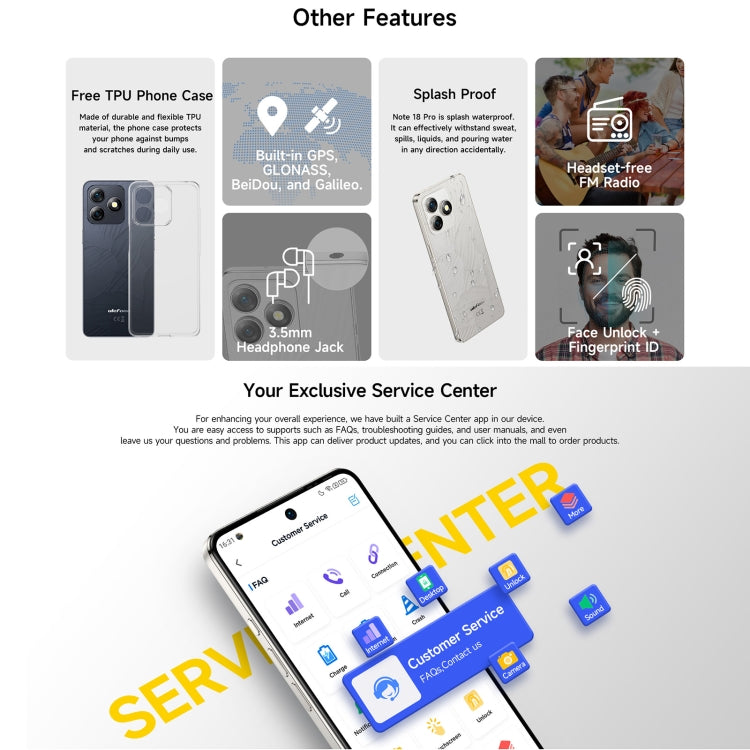 Ulefone Note 18 Pro, 6GB+256GB, Face ID & Side Fingerprint, 6.78 inch Android 14 MediaTek Helio G91 MTK6769 Octa Core, Network: 4G, Dual SIM, OTG, NFC - NMNYSX