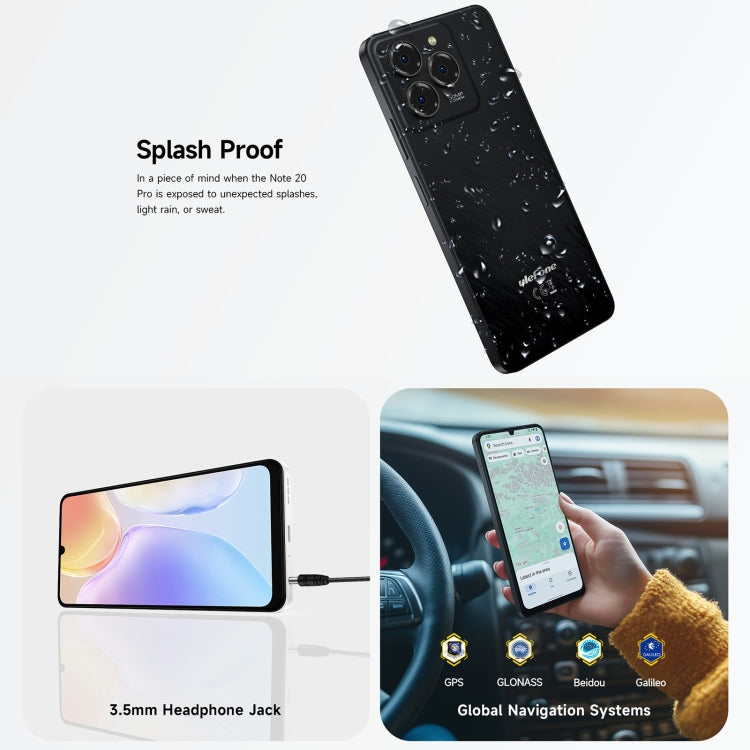Ulefone Note 20 Pro, 4GB+256GB, Face ID & Side Fingerprint, 6000mAh, 6.75 inch Android 14 Unisoc T606 Octa Core, Network: 4G, Dual SIM, OTG, 4GB+256GB - NMNYSX