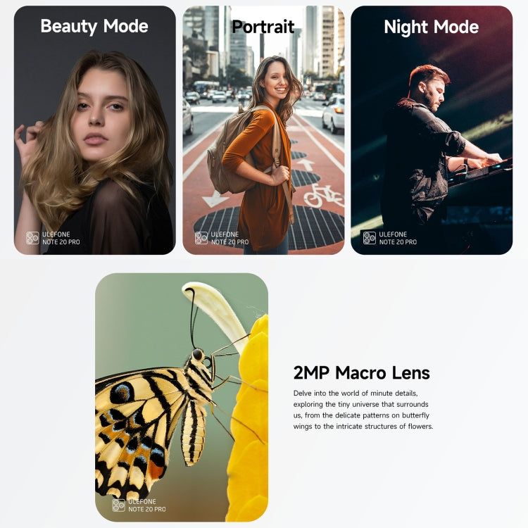 Ulefone Note 20 Pro, 4GB+256GB, Face ID & Side Fingerprint, 6000mAh, 6.75 inch Android 14 Unisoc T606 Octa Core, Network: 4G, Dual SIM, OTG, 4GB+256GB - NMNYSX