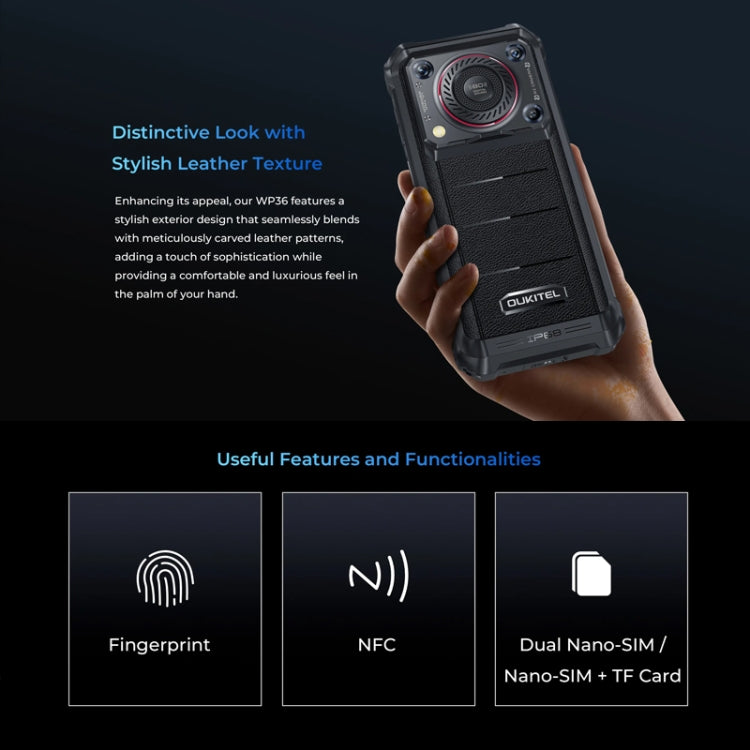Oukitel WP36 Pro, 6GB+256GB, IP68/IP69K, Fingerprint Identification, 10600mAh, 6.52 inch MediaTek MT8788 Octa Core, NFC, OTG, Network: 4G, WP36 Pro, 6GB+256GB - NMNYSX