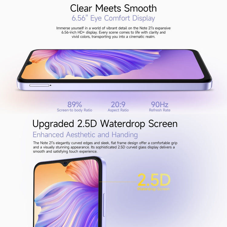 Ulefone Note 21, 4GB+128GB, Face ID & Fingerprint, 6.56 inch Android 14 Unisoc T606 Octa Core, Network: 4G, Dual SIM, OTG - NMNYSX