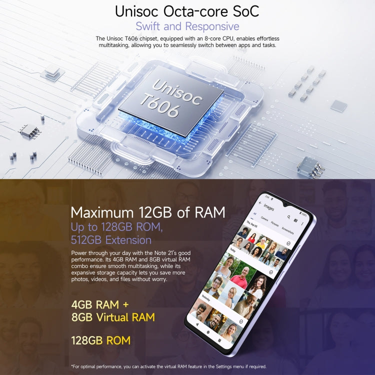 Ulefone Note 21, 4GB+128GB, Face ID & Fingerprint, 6.56 inch Android 14 Unisoc T606 Octa Core, Network: 4G, Dual SIM, OTG - NMNYSX