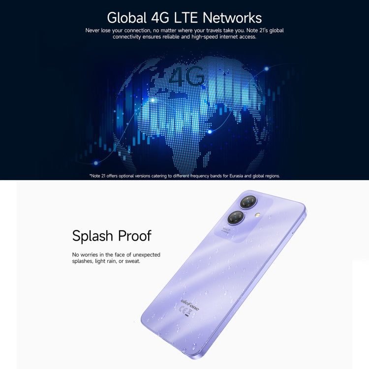 Ulefone Note 21, 4GB+128GB, Face ID & Fingerprint, 6.56 inch Android 14 Unisoc T606 Octa Core, Network: 4G, Dual SIM, OTG - NMNYSX