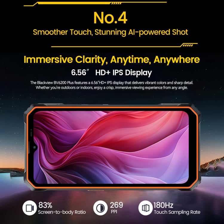 Blackview BV6200 Plus, 8GB+256GB, IP68/IP69K/MIL-STD-810H, 6.56 inch Android 14 Unisoc UMS9230 T606 Octa Core, Network: 4G, OTG, NFC - NMNYSX