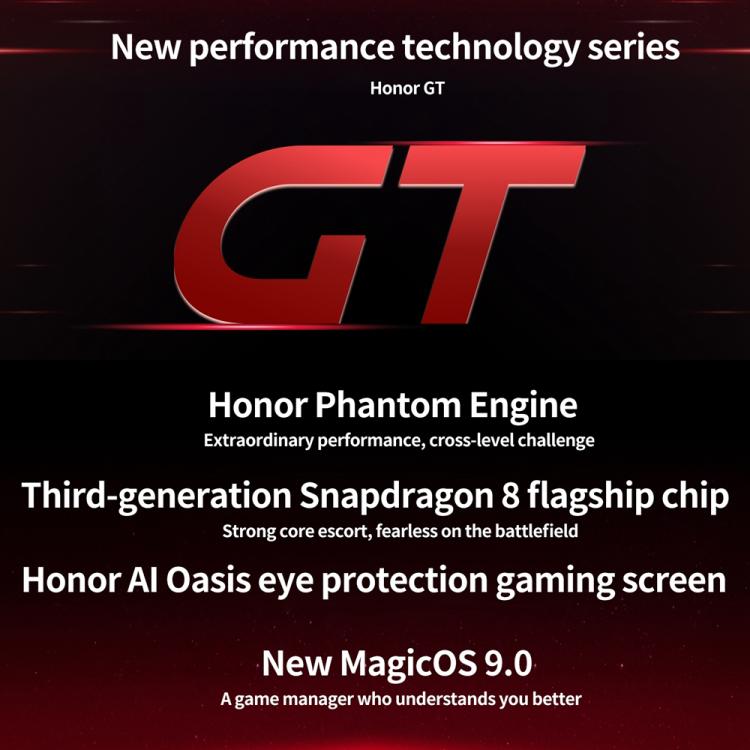 Honor GT, 12GB+512GB, In-screen Fingerprint, 6.7 inch MagicOS 9.0 Android 15.0 Snapdragon 8 Gen 3 Octa Core, Network: 5G, OTG, NFC, 12GB+512GB