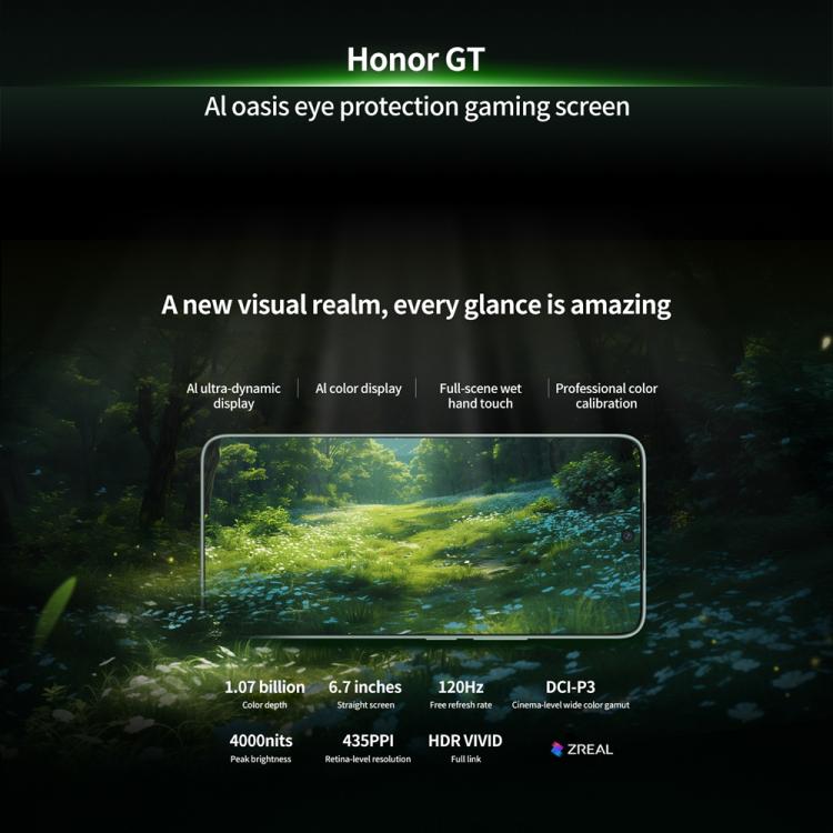 Honor GT, 12GB+512GB, In-screen Fingerprint, 6.7 inch MagicOS 9.0 Android 15.0 Snapdragon 8 Gen 3 Octa Core, Network: 5G, OTG, NFC, 12GB+512GB