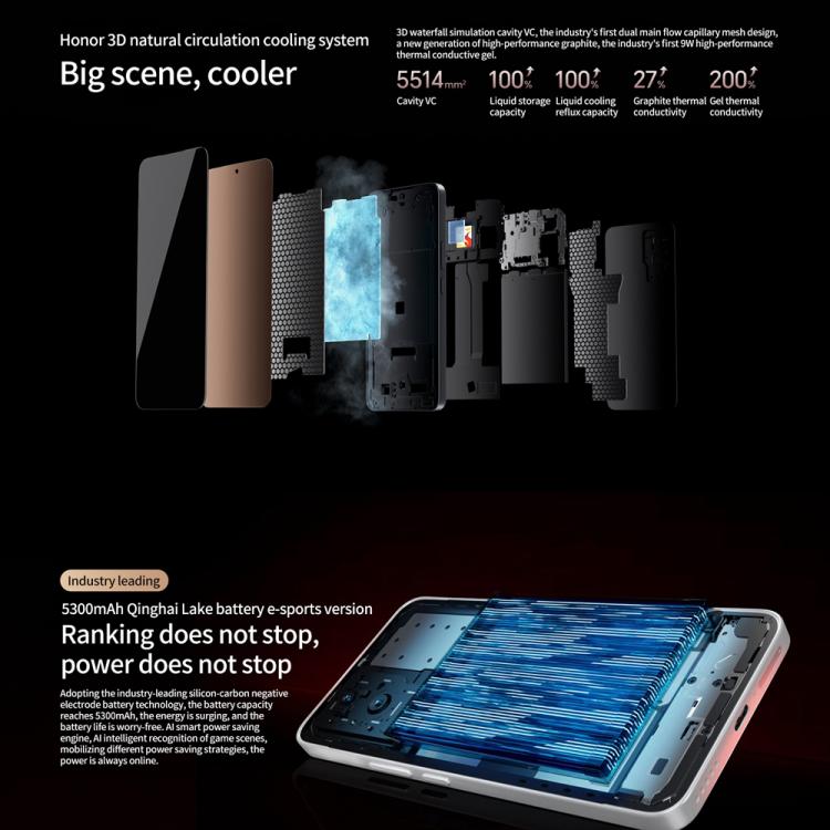 Honor GT, 12GB+512GB, In-screen Fingerprint, 6.7 inch MagicOS 9.0 Android 15.0 Snapdragon 8 Gen 3 Octa Core, Network: 5G, OTG, NFC, 12GB+512GB