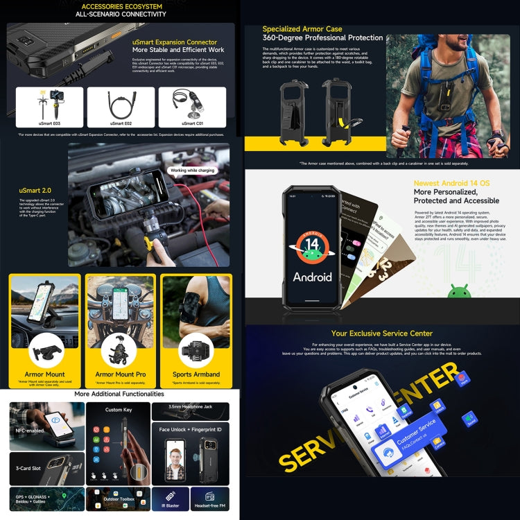 Ulefone Armor 27T Rugged Phone, 12GB+256GB, Thermal Imager, Night Vision, 10600mAh, 6.78 inch Android 14 MediaTek Helio G99 Octa Core, Network: 4G, NFC, OTG, Armor 27T - NMNYSX