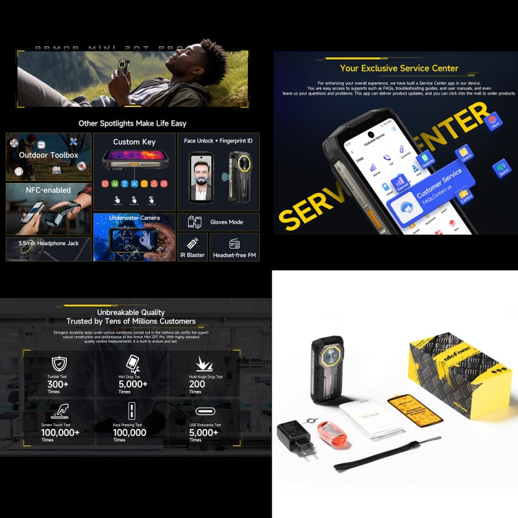 Ulefone Armor Mini 20T Pro, Thermal Imaging, 8GB+256GB, IP68/IP69K Rugged Phone, 4.7 inch Android 14 MediaTek Dimensity 6300 5G Octa Core, Network: 5G, NFC, OTG, Armor Mini 20T Pro - NMNYSX
