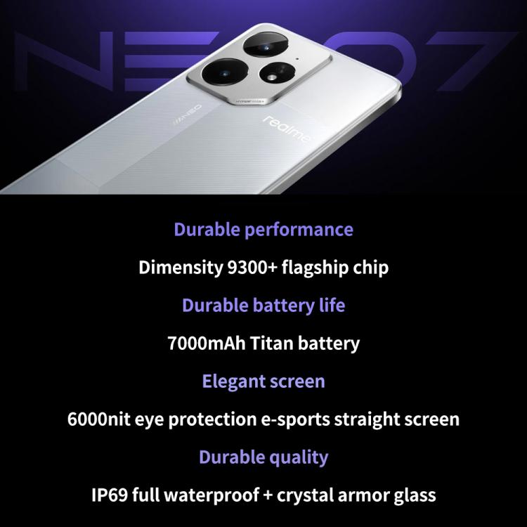 Realme Neo7, 12GB+256GB, 6.78 inch Android 15 / Realme UI 6.0 MediaTek Dimensity 9300+ Octa Core, NFC, Network: 5G, Support Google Play, Realme Neo7, 16GB+256GB
