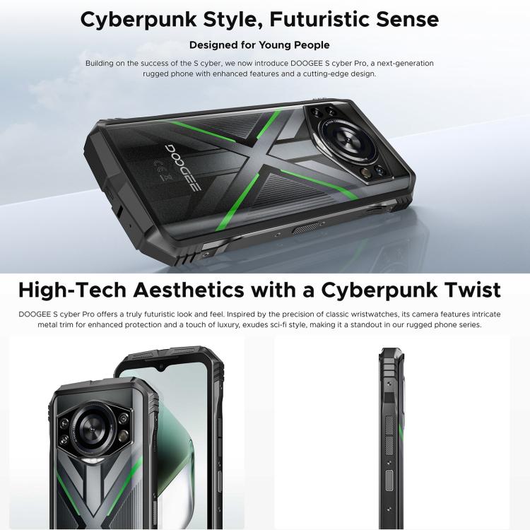 DOOGEE S Cyber Pro, Side Fingerprint, Night Vision, 12GB+512GB, 6.6 inch Android 14 Helio G100 Octa Core, Network: 4G, OTG, NFC - NMNYSX