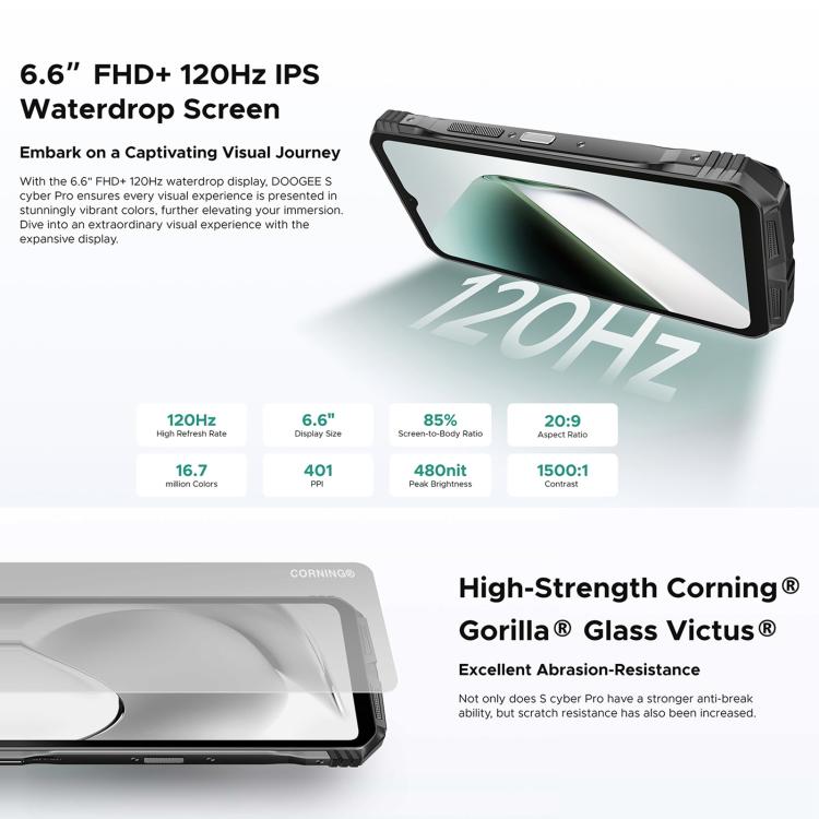 DOOGEE S Cyber Pro, Side Fingerprint, Night Vision, 12GB+512GB, 6.6 inch Android 14 Helio G100 Octa Core, Network: 4G, OTG, NFC - NMNYSX