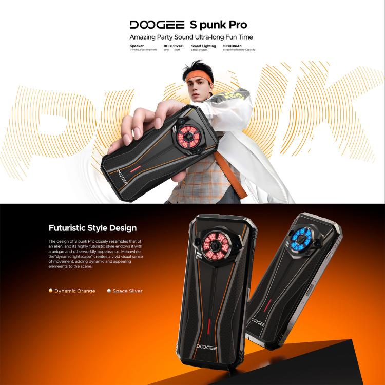 DOOGEE S Punk Pro, Side Fingerprint, 8GB+512GB, 6.6 inch Android 14 Unisoc T7280 Octa Core, Network: 4G, OTG, NFC - NMNYSX