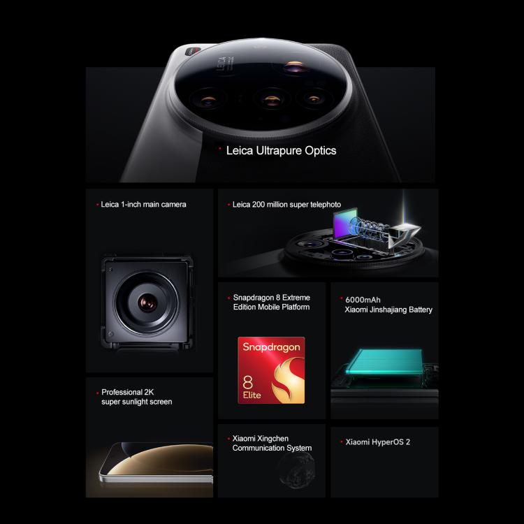 Xiaomi 15 Ultra Dual Satellite Version, 16GB+1TB, 3D Ultrasonic Fingerprint, 200MP Camera, 6.73 inch Xiaomi HyperOS 2 Snapdragon 8 Elite Octa Core 3nm, NFC, Network: 5G, Dual Satellite Version, 16GB+1TB