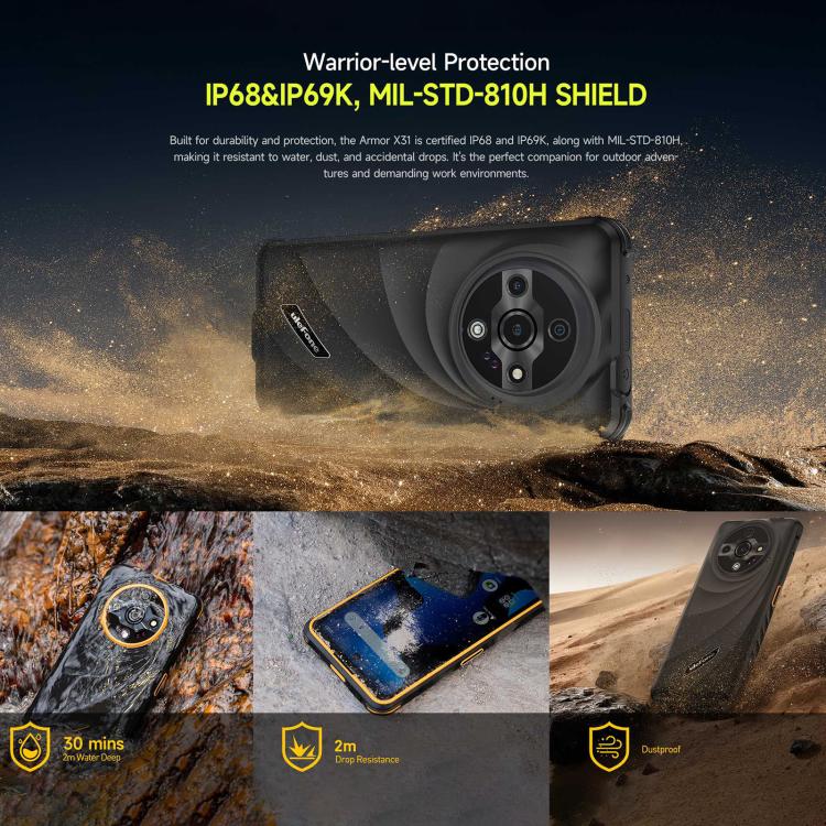 Ulefone Armor X31, 6GB+128GB, Night Vision, IP68/IP69K Rugged Phone, 6.56 inch Android 14 MediaTek Helio G91 Octa Core, Network: 4G, NFC, OTG, Armor X31 - NMNYSX