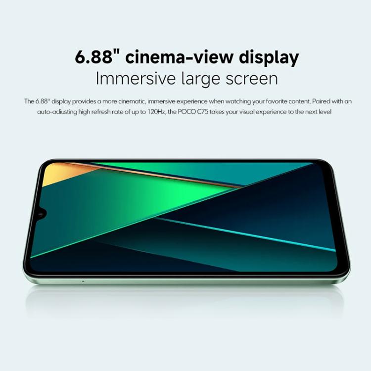 Xiaomi POCO C75 Global, 8GB+256GB, Side Fingerprint, 6.88 inch Xiaomi HyperOS MediaTek Helio G81-Ultra Octa Core, NFC, Network: 4G