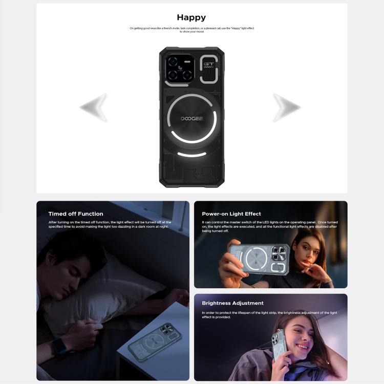 DOOGEE Blade GT Ultra Rugged Phone, 12GB+512GB, 6.72 inch Android 14 MediaTek Dimensity 7300 Octa Core, Network: 5G, OTG, NFC, LED Light Effect, Blade GT Ultra 16GB+512GB - NMNYSX