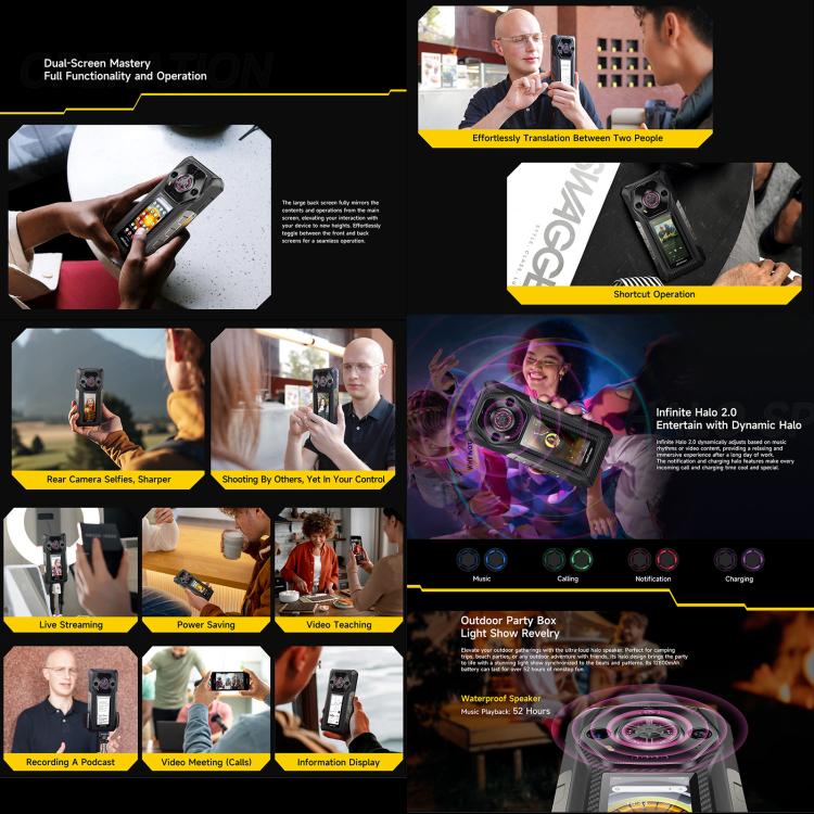 Ulefone Armor 30 Pro Rugged Phone, 16GB+512GB, Night Vision, 6.95 inch + 3.4 inch Dual Screen Android 14 MediaTek Dimensity 7300X Octa Core, Network: 5G, OTG, NFC - NMNYSX