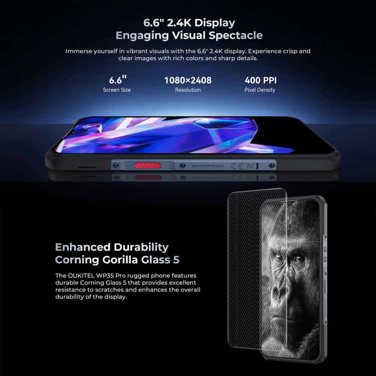 Oukitel WP35 Pro 5G Rugged Phone, 12GB+512GB, 6.6 inch MediaTek Dimensity 6300 Octa Core, NFC, OTG, Network: 5G, WP35 Pro 5G - NMNYSX