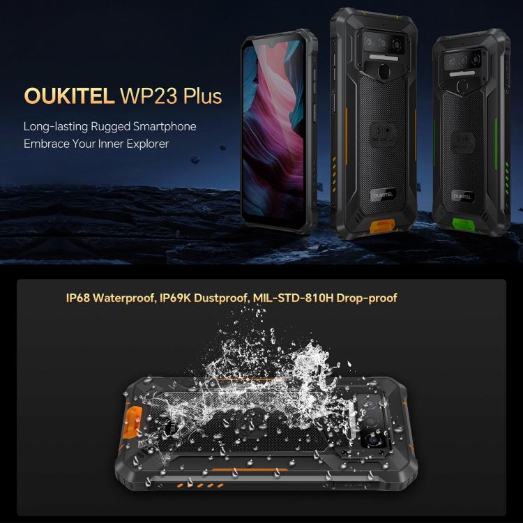 Oukitel WP23 Plus Rugged Phone, 8GB+256GB, 6.52 inch Android 14.0Unisoc T606 Octa-core, NFC, OTG, Network: 4G, WP23 Plus - NMNYSX
