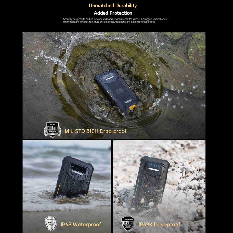 Oukitel WP23 Plus Rugged Phone, 8GB+256GB, 6.52 inch Android 14.0Unisoc T606 Octa-core, NFC, OTG, Network: 4G, WP23 Plus - NMNYSX