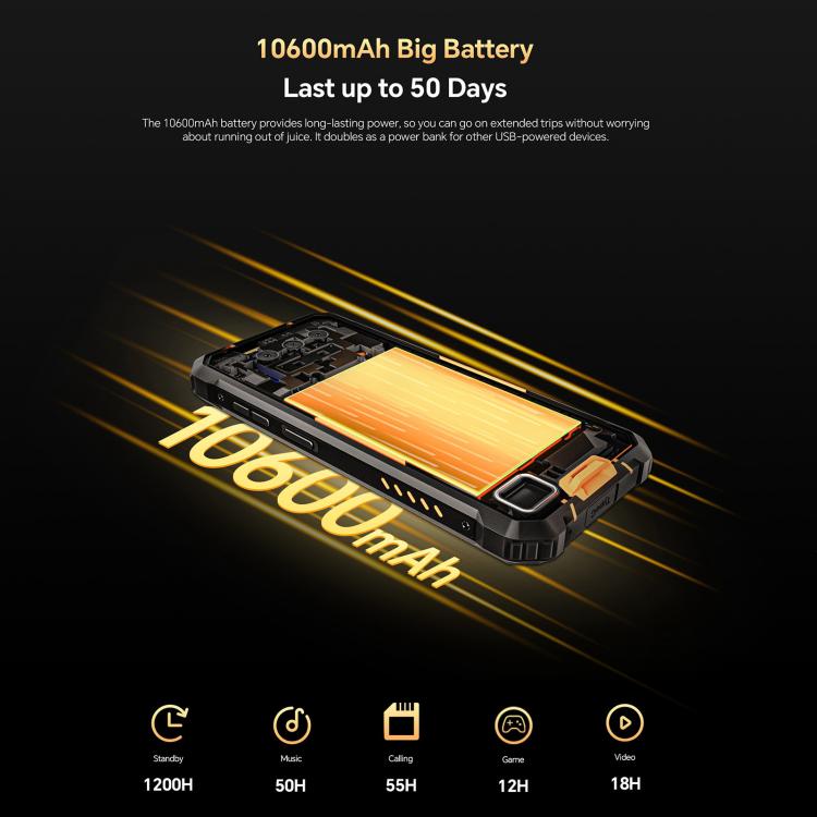 Oukitel WP23 Plus Rugged Phone, 8GB+256GB, 6.52 inch Android 14.0Unisoc T606 Octa-core, NFC, OTG, Network: 4G, WP23 Plus - NMNYSX