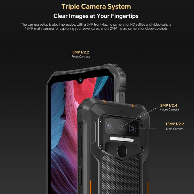 Oukitel WP23 Plus Rugged Phone, 8GB+256GB, 6.52 inch Android 14.0Unisoc T606 Octa-core, NFC, OTG, Network: 4G, WP23 Plus - NMNYSX